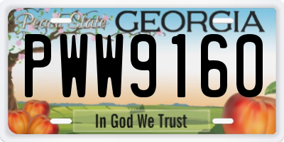 GA license plate PWW9160