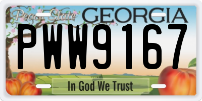 GA license plate PWW9167