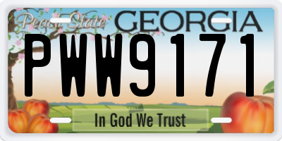 GA license plate PWW9171