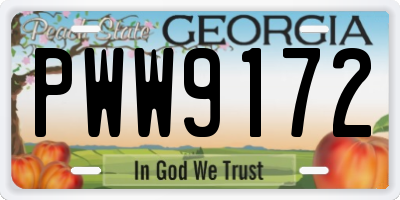 GA license plate PWW9172