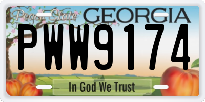 GA license plate PWW9174