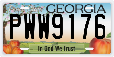 GA license plate PWW9176