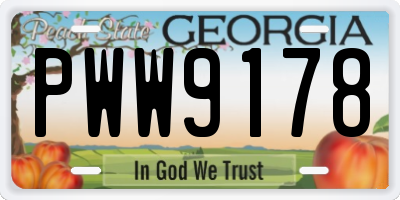 GA license plate PWW9178
