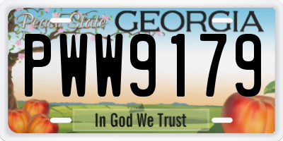 GA license plate PWW9179