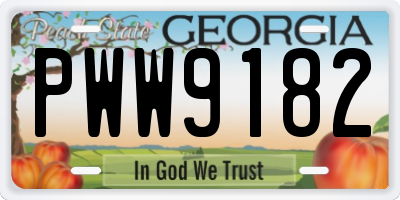 GA license plate PWW9182