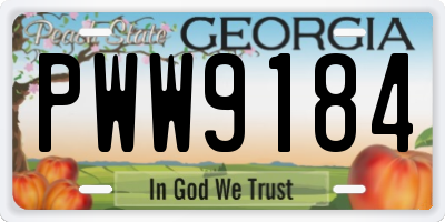 GA license plate PWW9184
