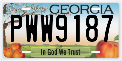GA license plate PWW9187