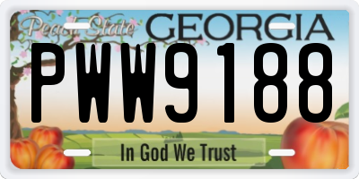 GA license plate PWW9188