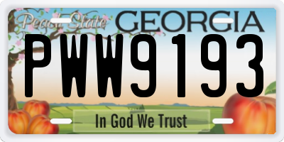 GA license plate PWW9193