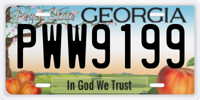 GA license plate PWW9199