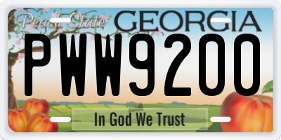 GA license plate PWW9200