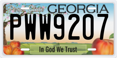 GA license plate PWW9207