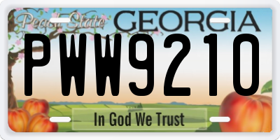 GA license plate PWW9210