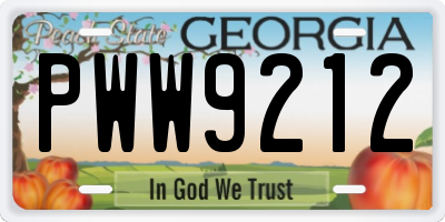 GA license plate PWW9212