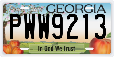 GA license plate PWW9213