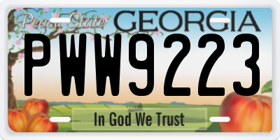 GA license plate PWW9223