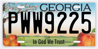 GA license plate PWW9225