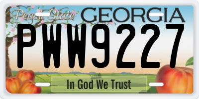 GA license plate PWW9227
