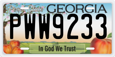 GA license plate PWW9233