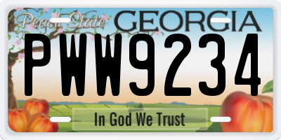 GA license plate PWW9234