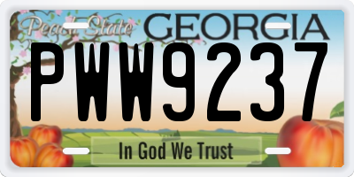 GA license plate PWW9237
