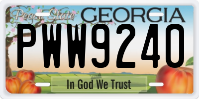 GA license plate PWW9240