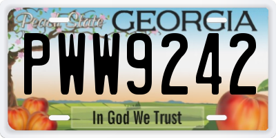 GA license plate PWW9242