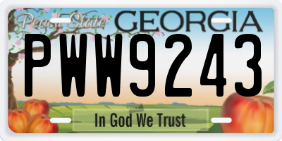 GA license plate PWW9243