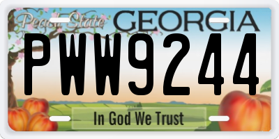 GA license plate PWW9244