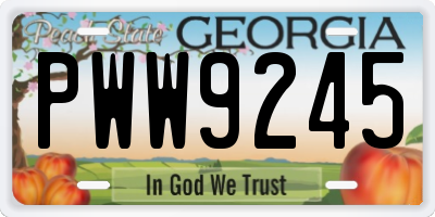 GA license plate PWW9245