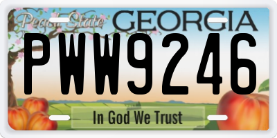 GA license plate PWW9246