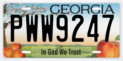 GA license plate PWW9247