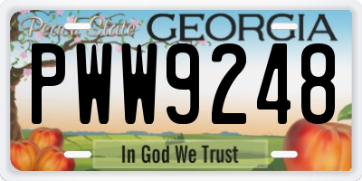 GA license plate PWW9248