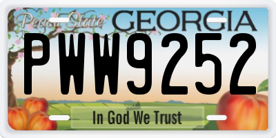 GA license plate PWW9252