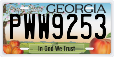 GA license plate PWW9253