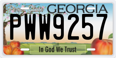 GA license plate PWW9257
