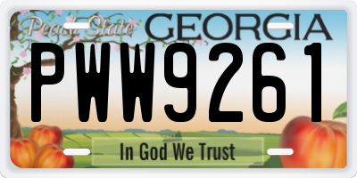 GA license plate PWW9261