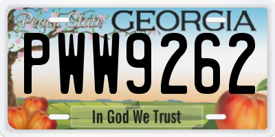 GA license plate PWW9262