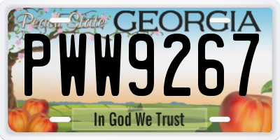 GA license plate PWW9267