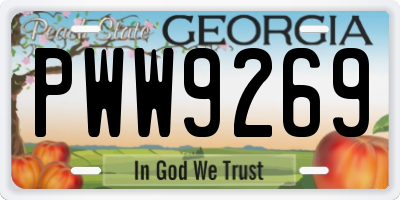 GA license plate PWW9269