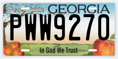 GA license plate PWW9270