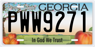 GA license plate PWW9271