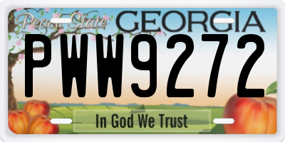 GA license plate PWW9272