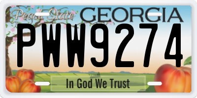 GA license plate PWW9274