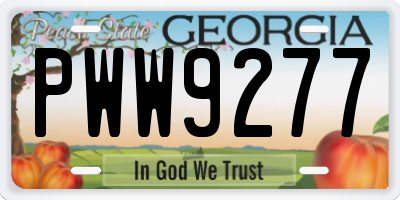 GA license plate PWW9277
