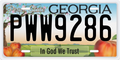 GA license plate PWW9286