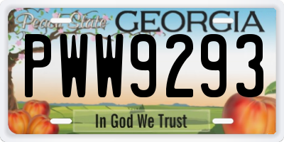 GA license plate PWW9293