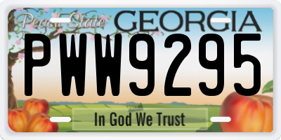 GA license plate PWW9295