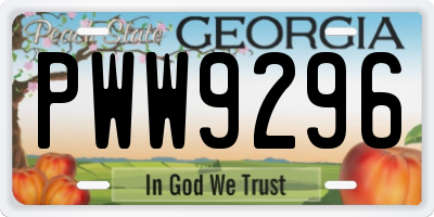 GA license plate PWW9296