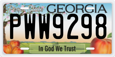 GA license plate PWW9298